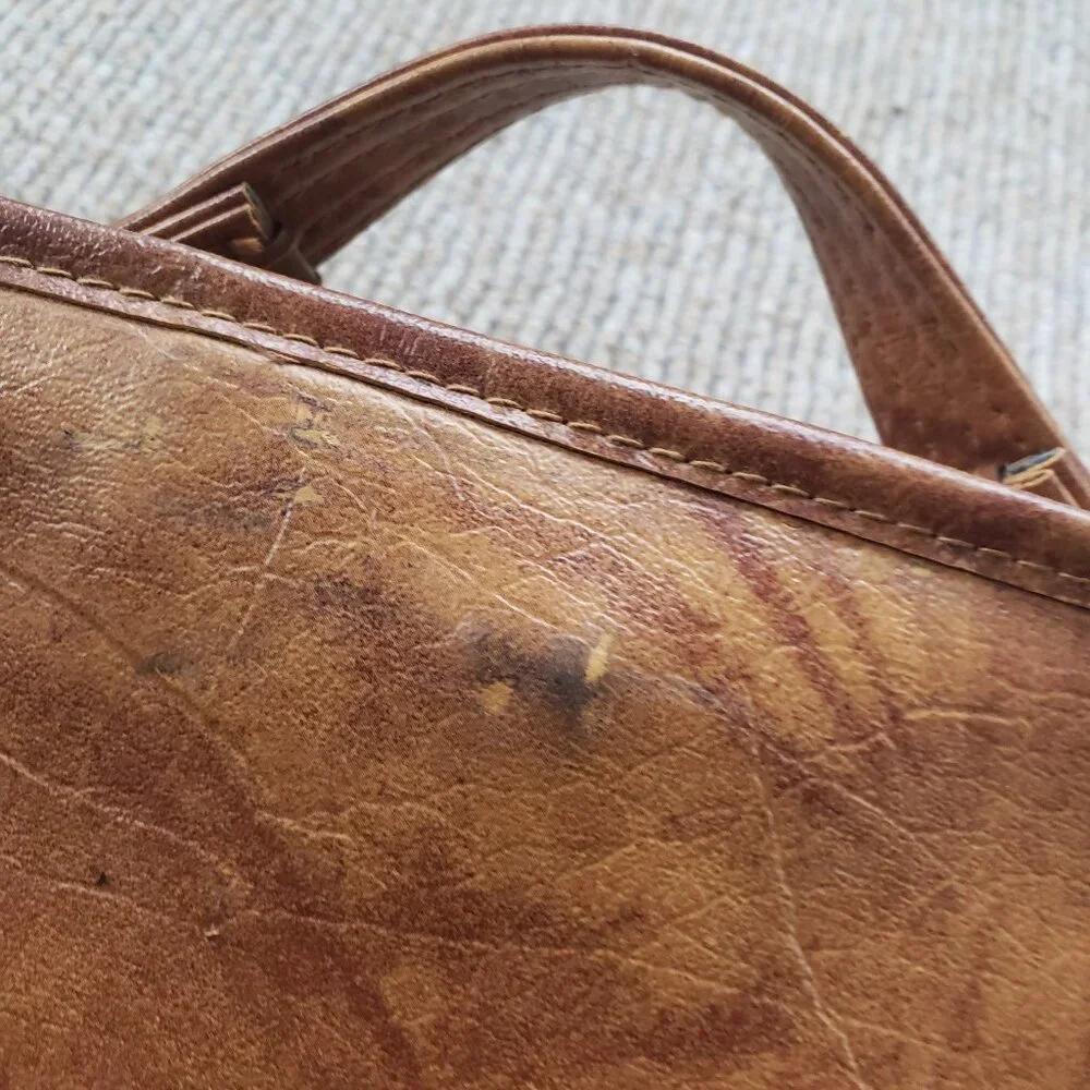 Vintage American Tourister Luggage Garment Suit Bag Leather Brown